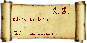 Kék Balázs névjegykártya